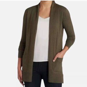 🏷️NWT:   PINK CLOVER  Open-Front Double Pocket Cardigan Olive Green - XS